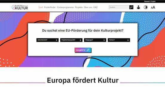 Bild zeigt die Startseite der Homepage um Fördermittel zu beantragen.
